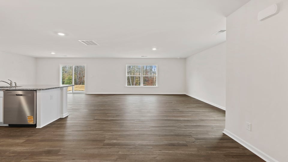 Family room with windows.