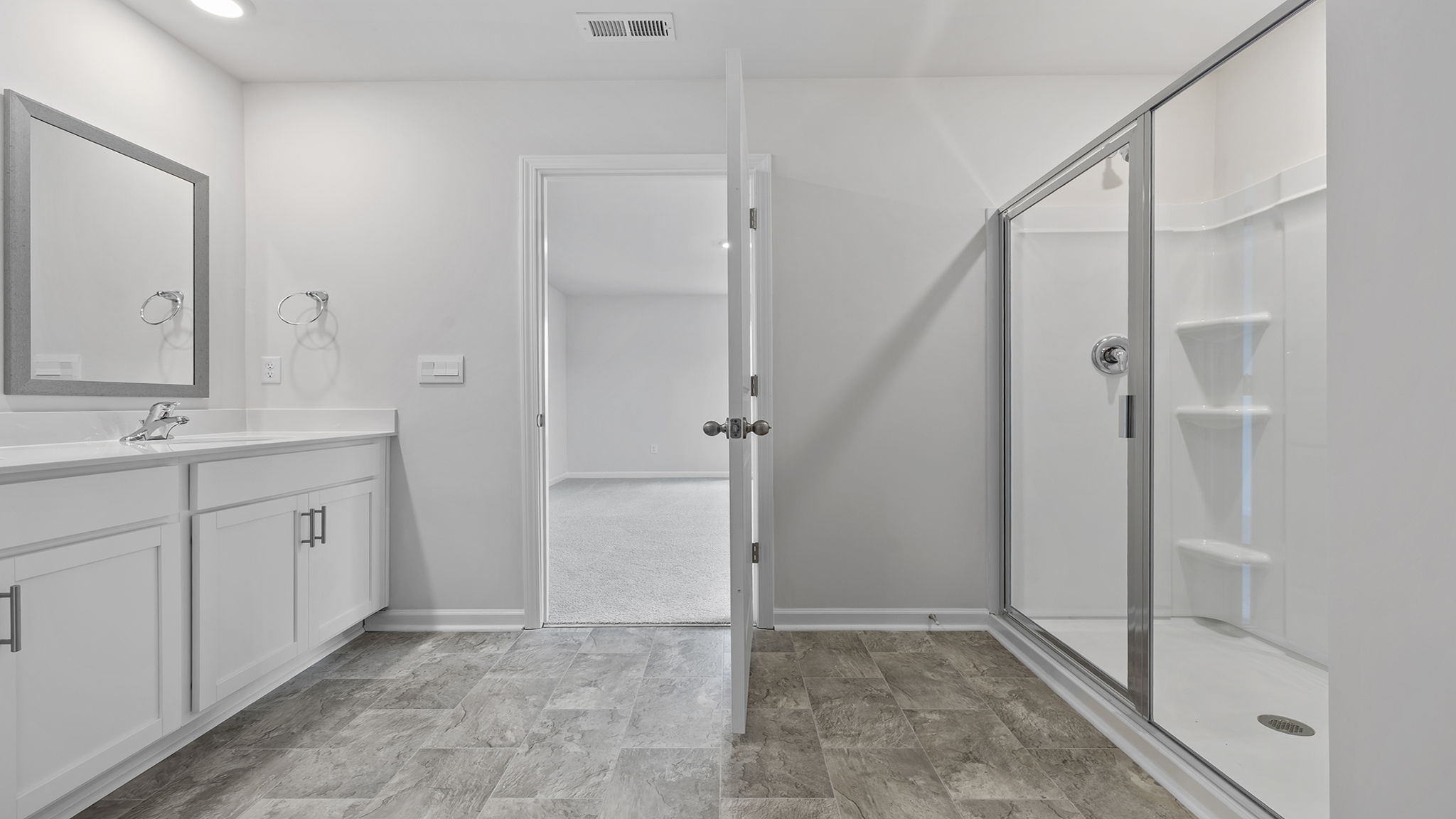 Bathroom with vanity sink.