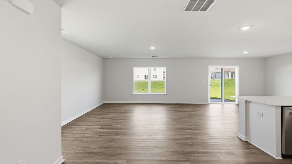 Family room with windows.
