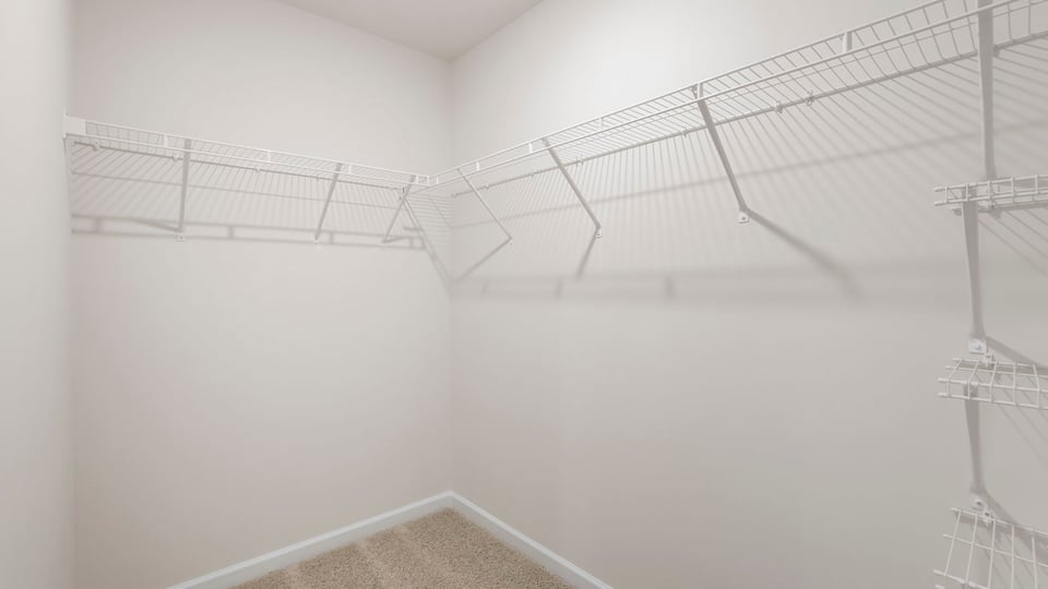 Primary closet with carpet.