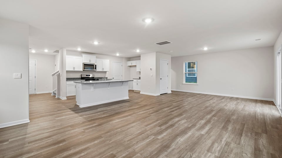 View of kitchen from the family room.