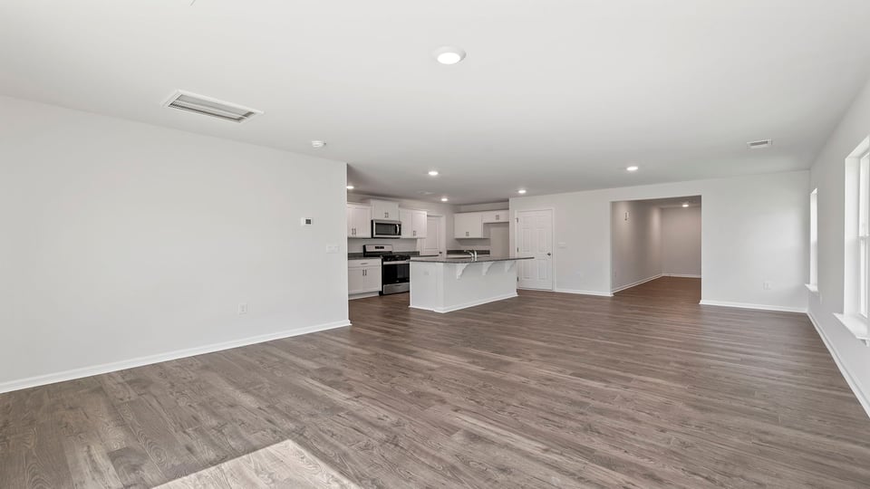 Combination living and dining room.