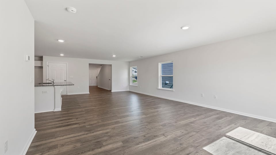 Combination living and dining room.