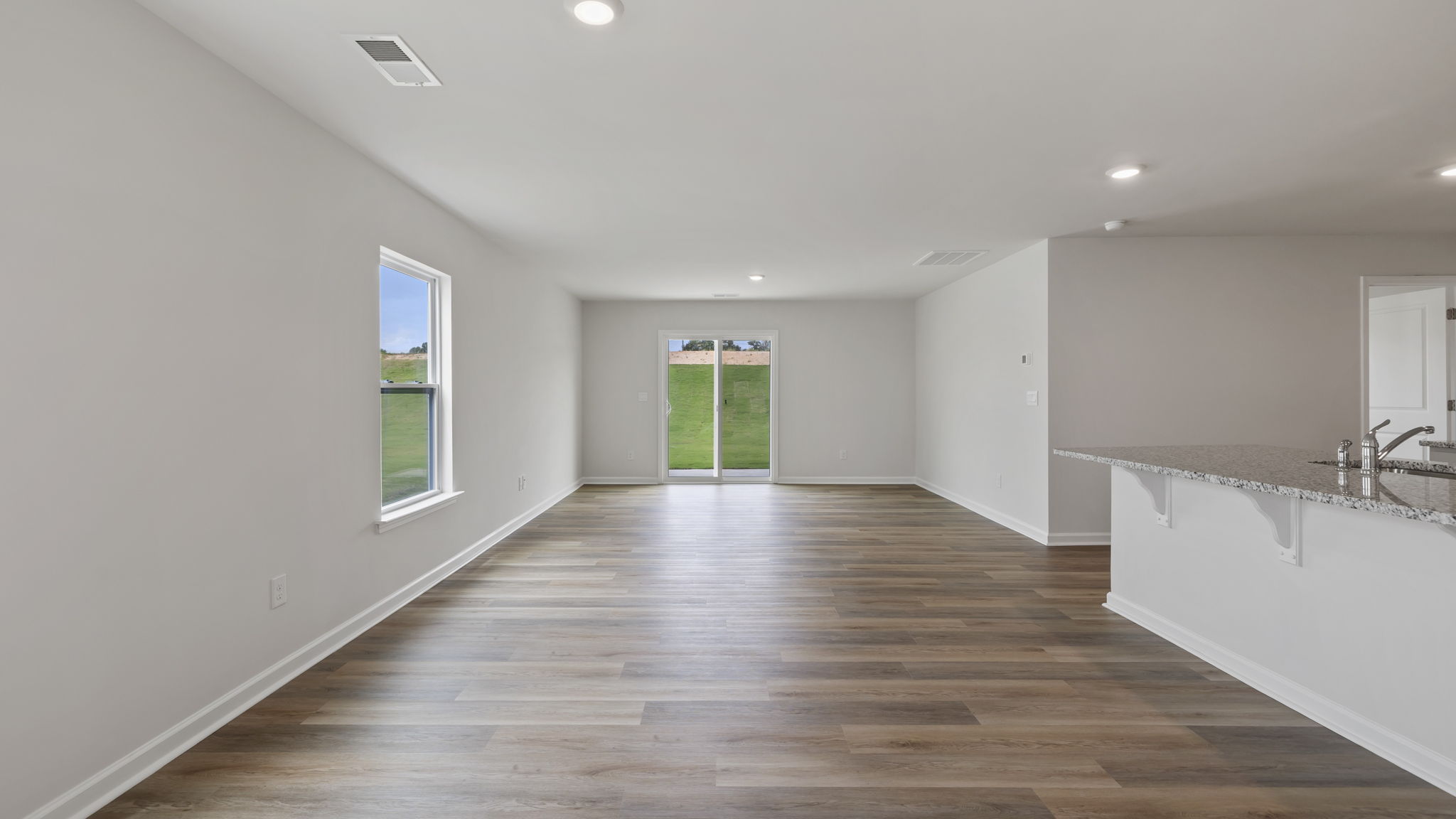 Combination living and dining area.