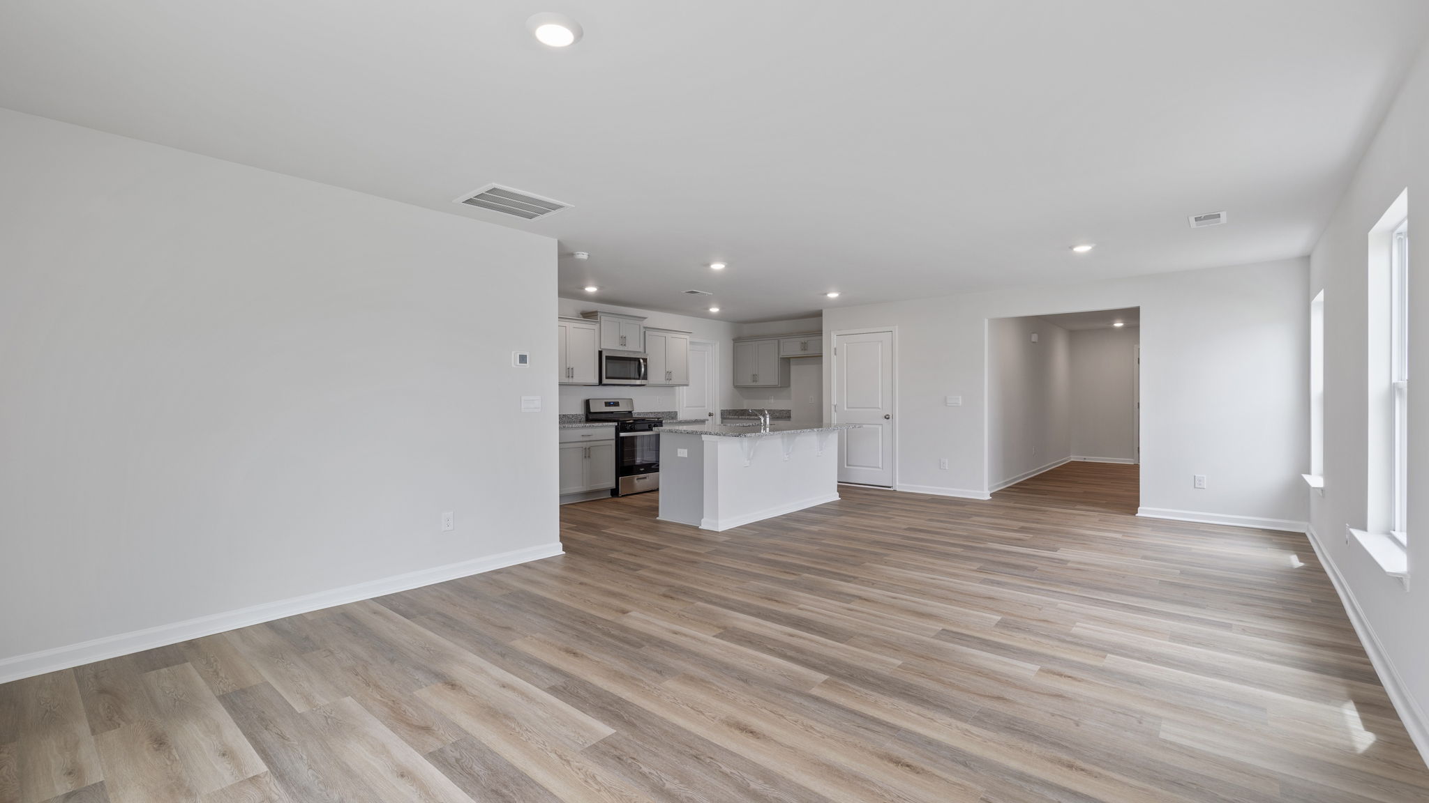 Combination living and dining area.