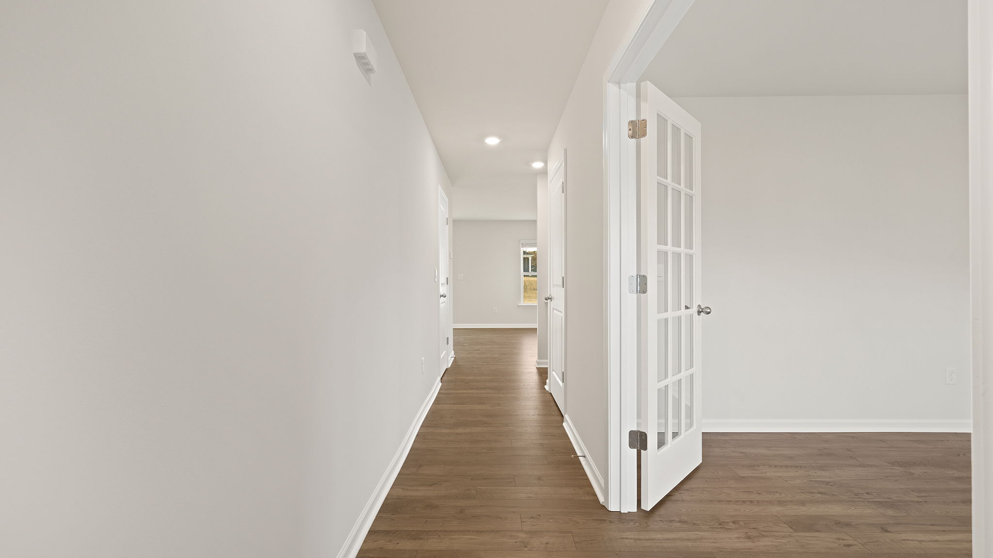 View of the study entrance and hallway to the living areas.