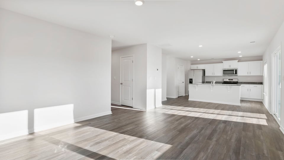 View of the kitchen from the family room.
