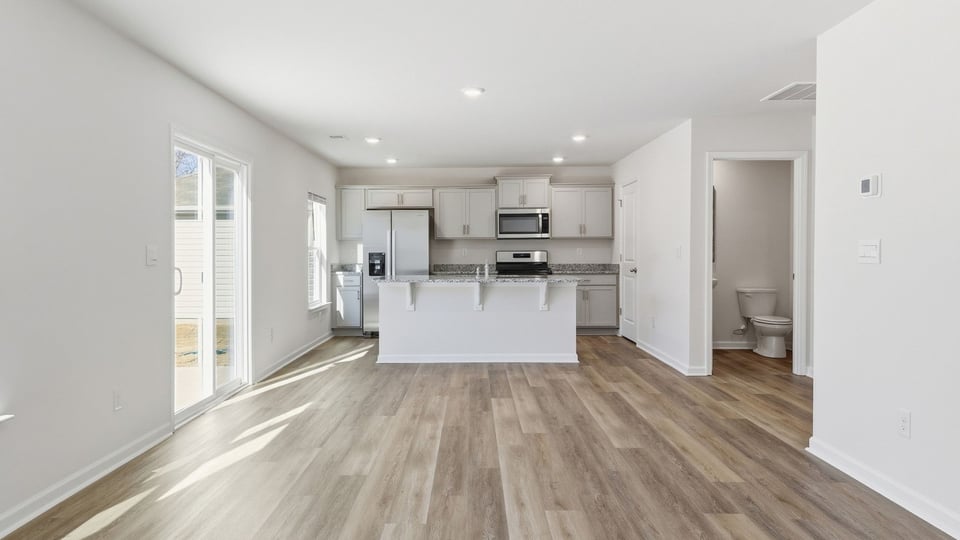 View of kitchen from family room.