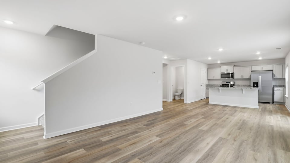 View of stairwell off the family room.
