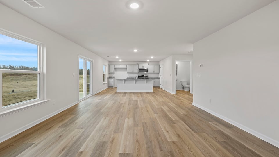 Combination living and dining room.