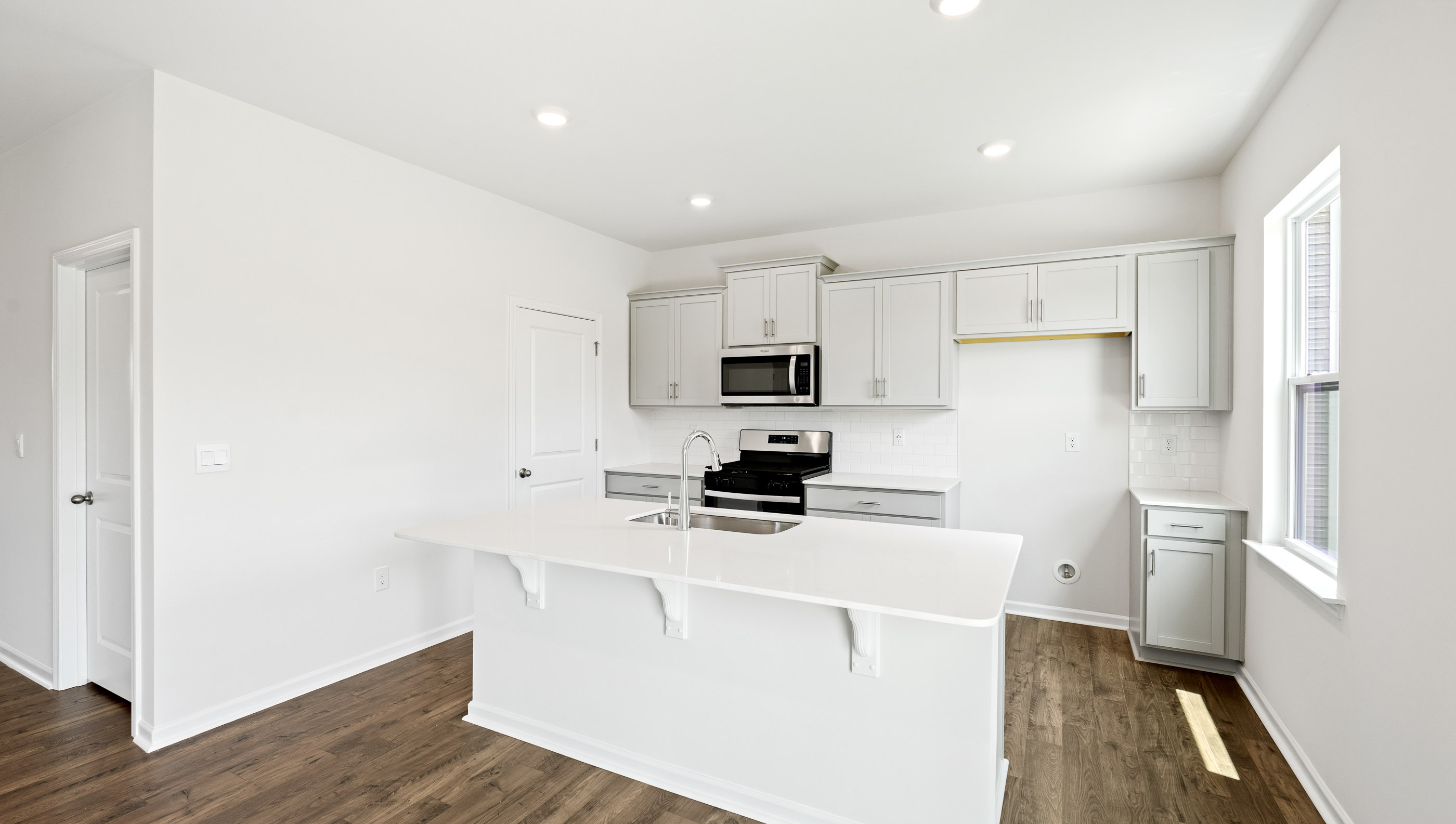 Full kitchen with island.