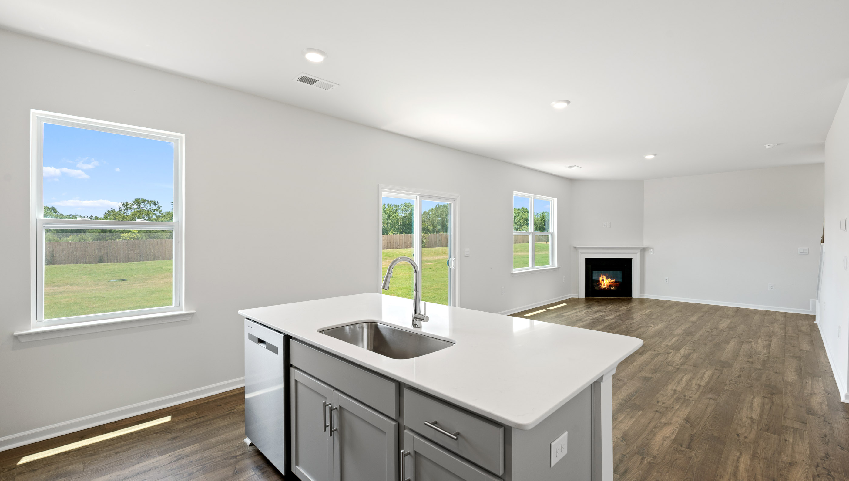 View from kitchen toward the family room.