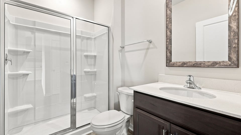 Bathroom with vanity sink.