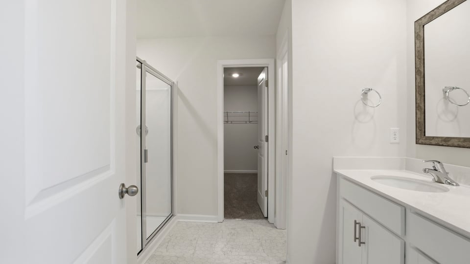 Primary bathroom with walk-in shower.
