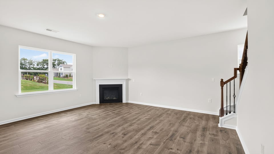 Family room with large window.