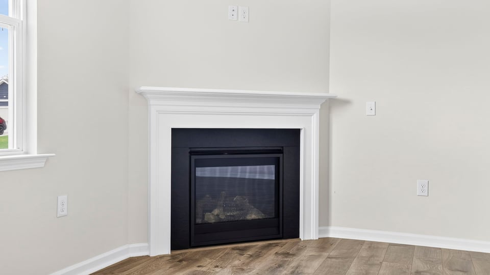 Gas log fireplace.