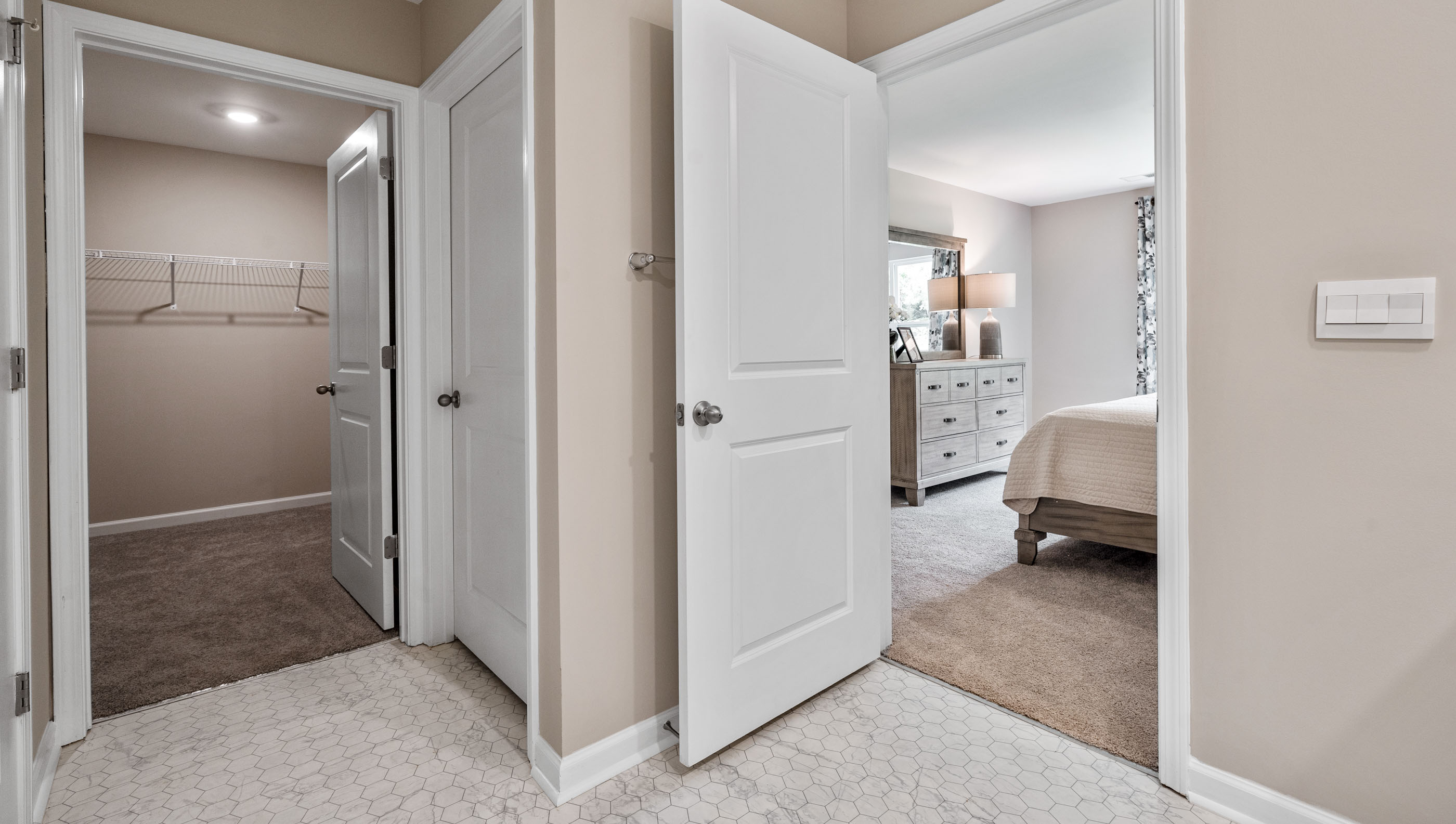 Bathroom with linen closet.