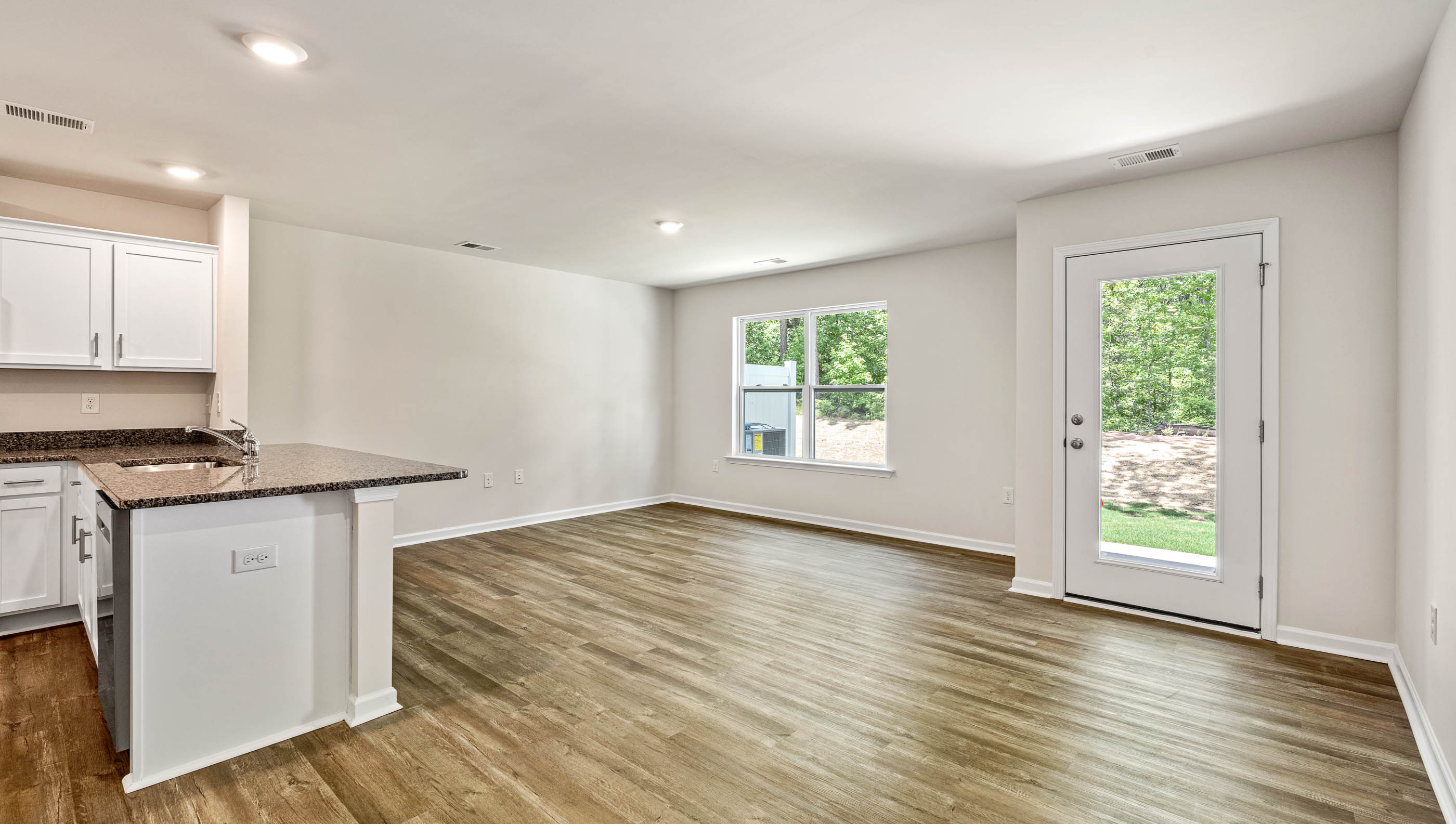 Combination living and dining area.
