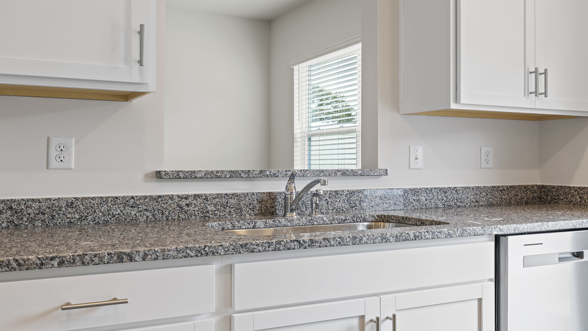 View from kitchen into dining area.