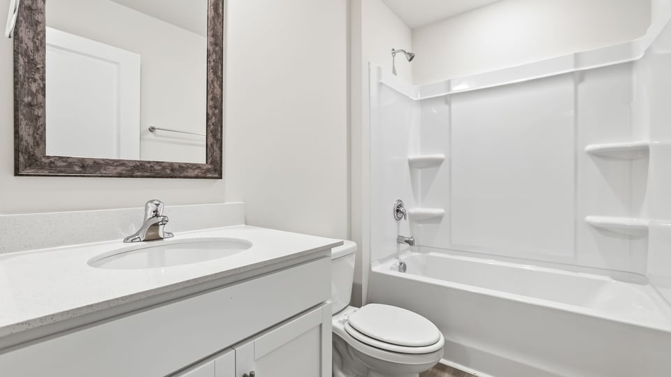 Bathroom with vanity sink.