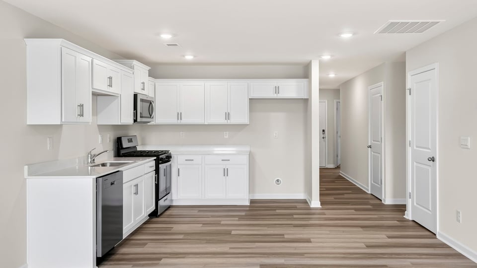 Kitchen with cabinets.