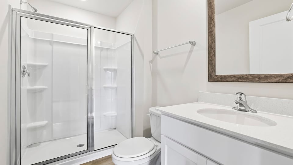 Primary bathroom with vanity sink.
