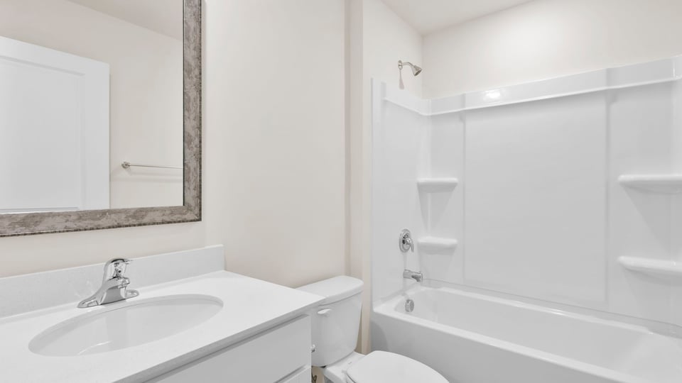 Bathroom with vanity sink.