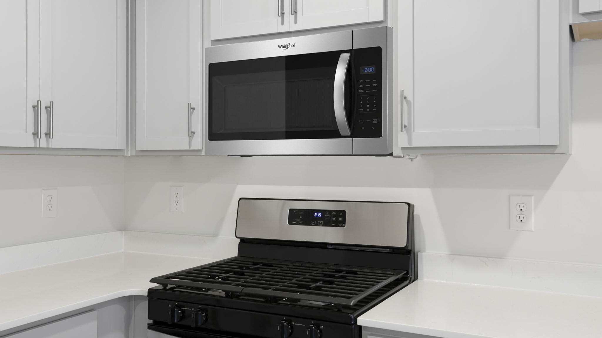 Kitchen with quartz countertops.
