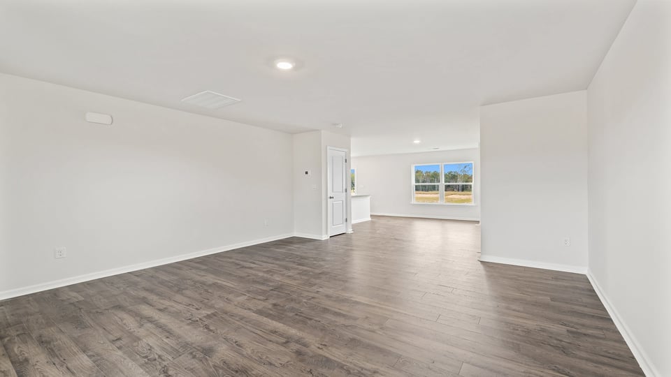 Family room and adjoining dining room.