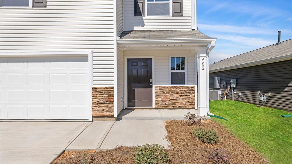 Inviting covered porch.