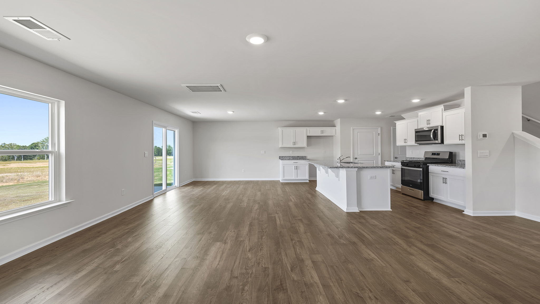 View from family room of open floor plan.