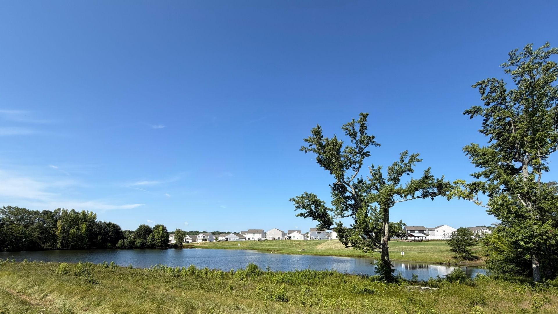 Back exterior view of lake.