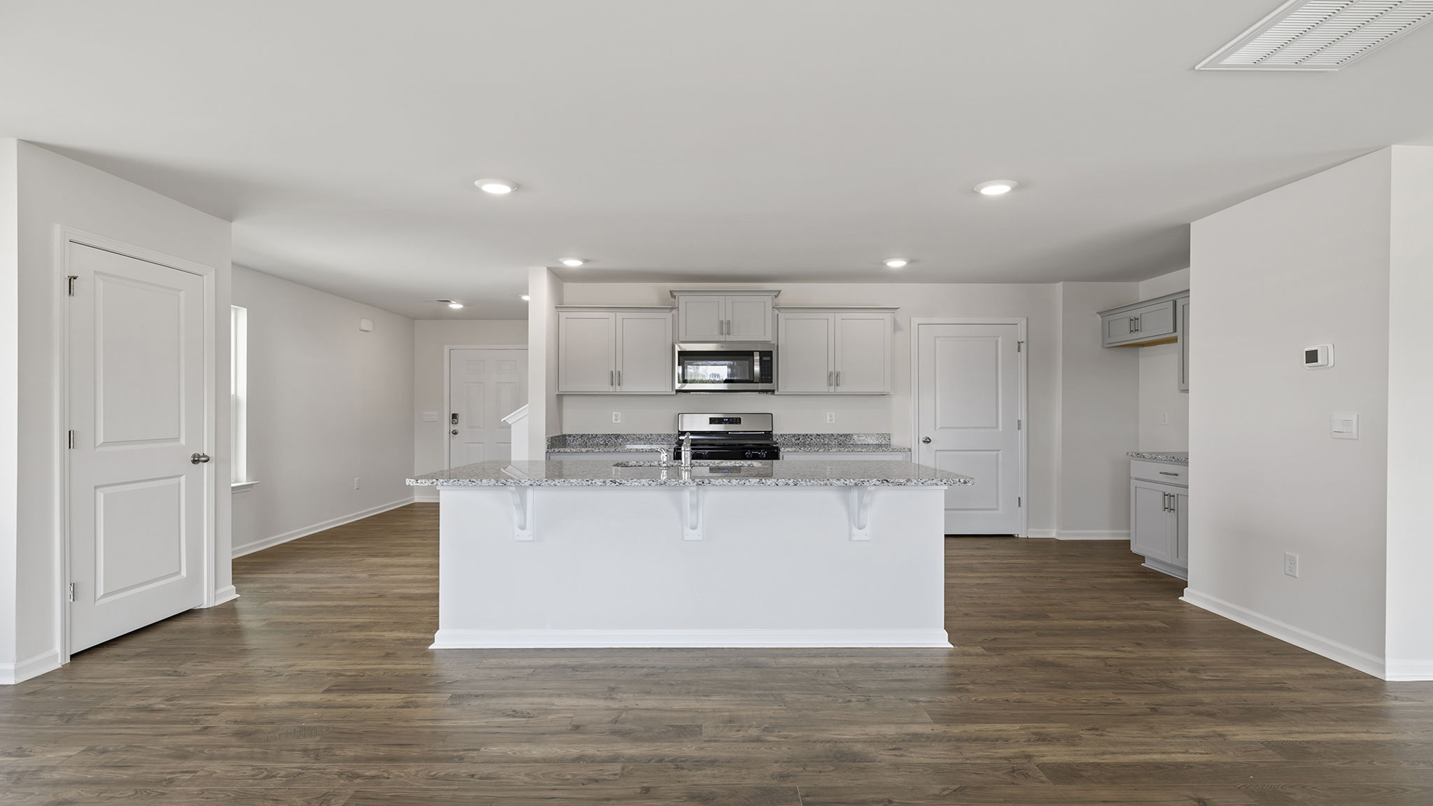 Open kitchen with island.