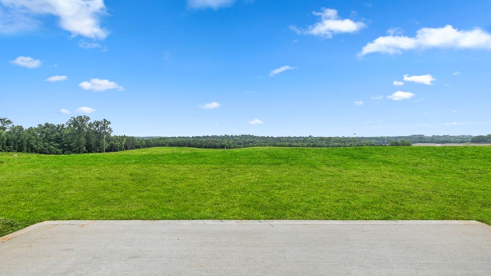 Back exterior with large backyard.