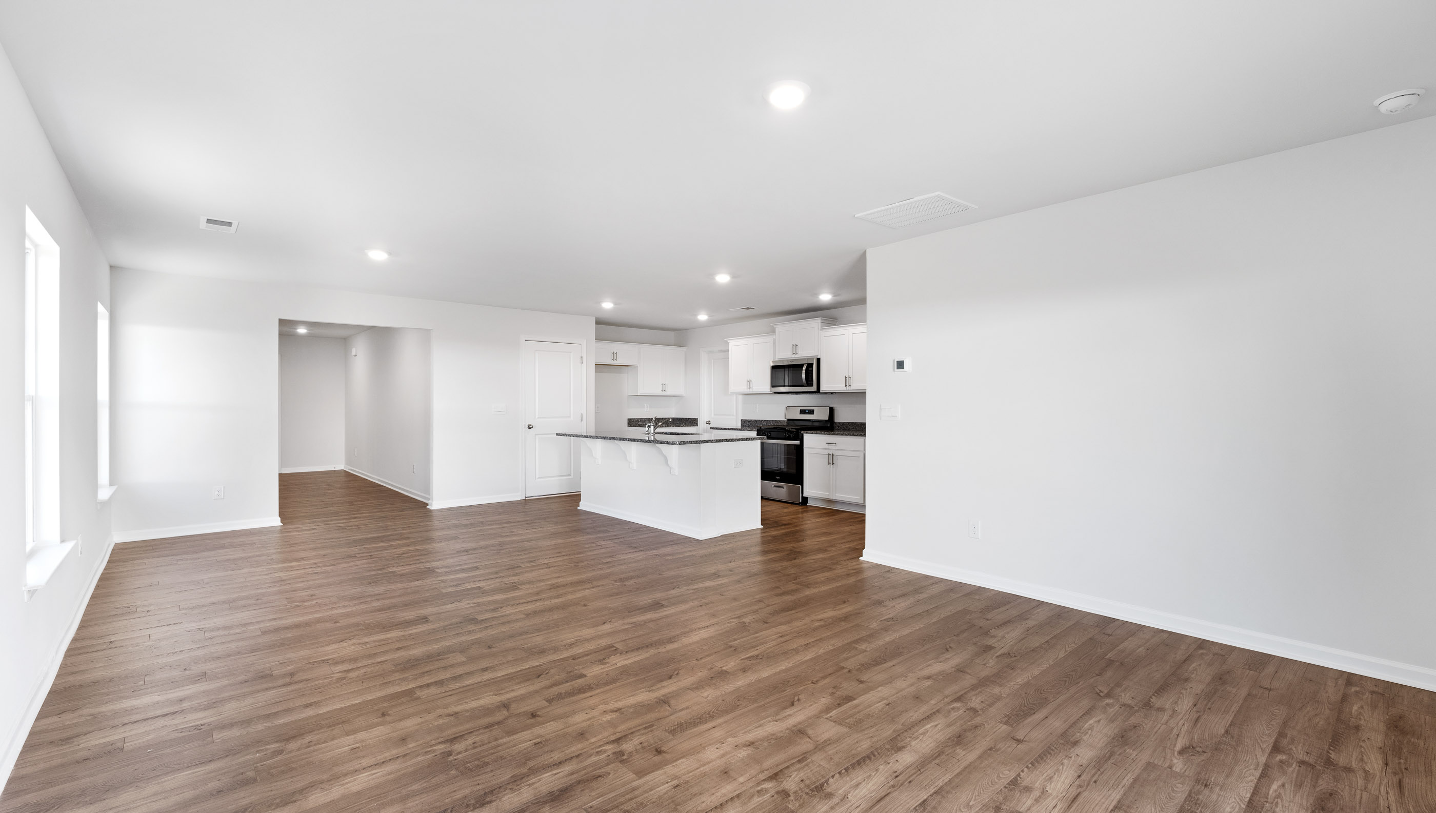 View from family room of open floor plan.
