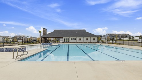 View of pool and amenities.