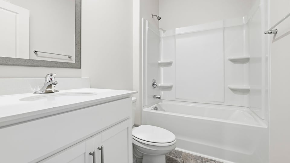 Bathroom with vanity sink.