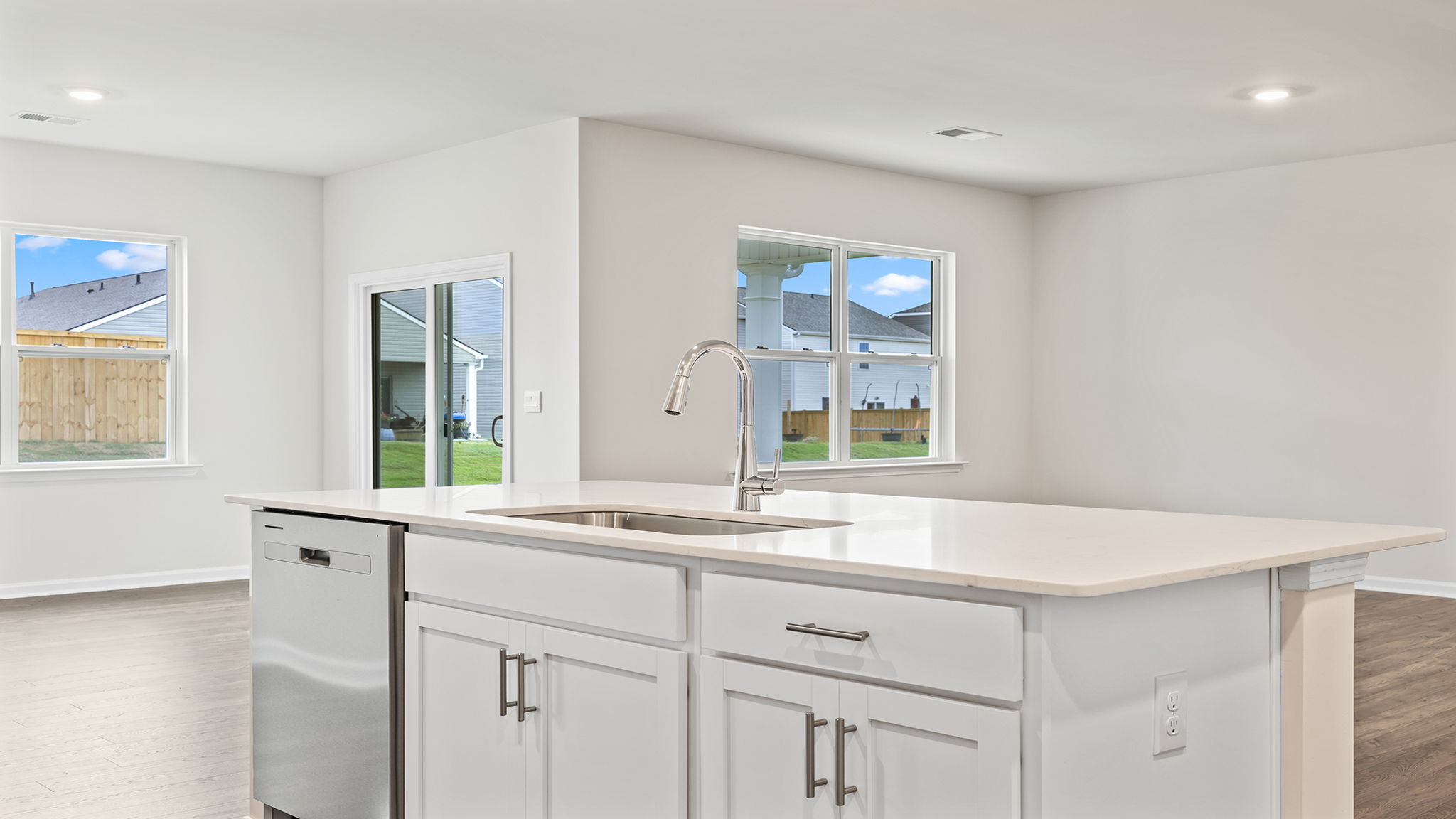 View of kitchen island toward the dining area.