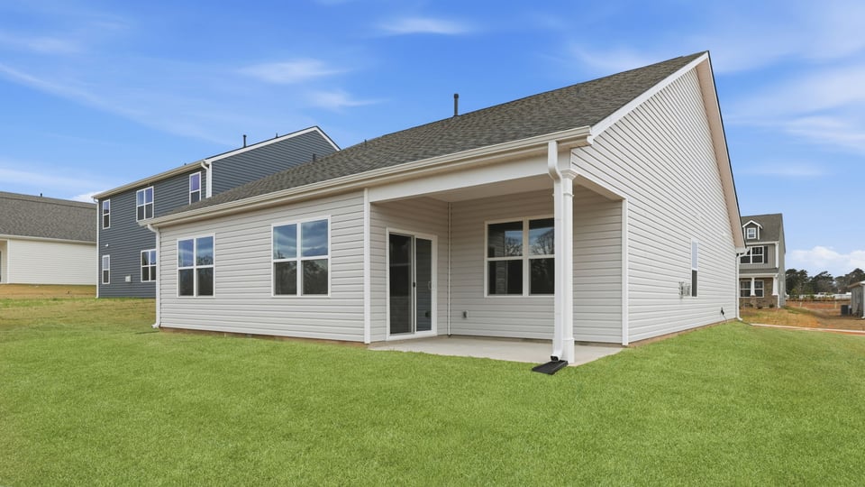 Back exterior of the Aria with covered porch.