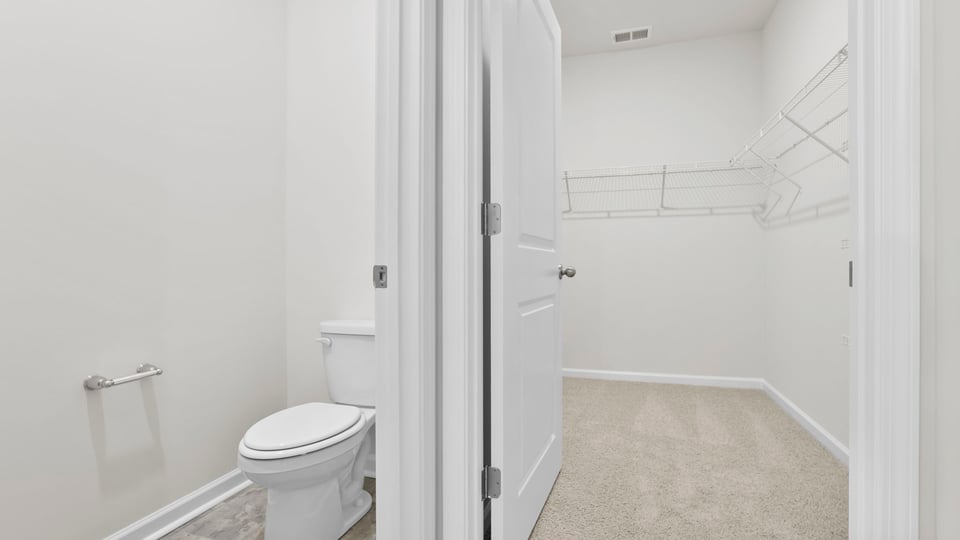 Primary bathroom with double vanity sinks