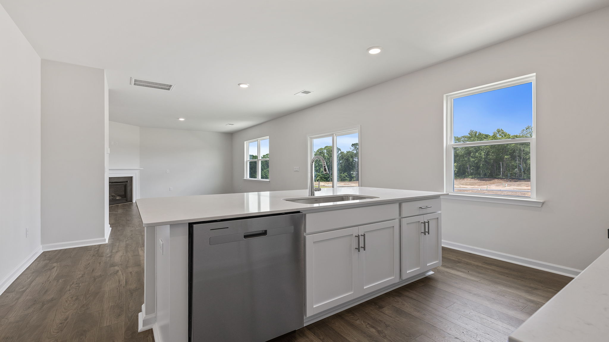 View from kitchen toward the family room.