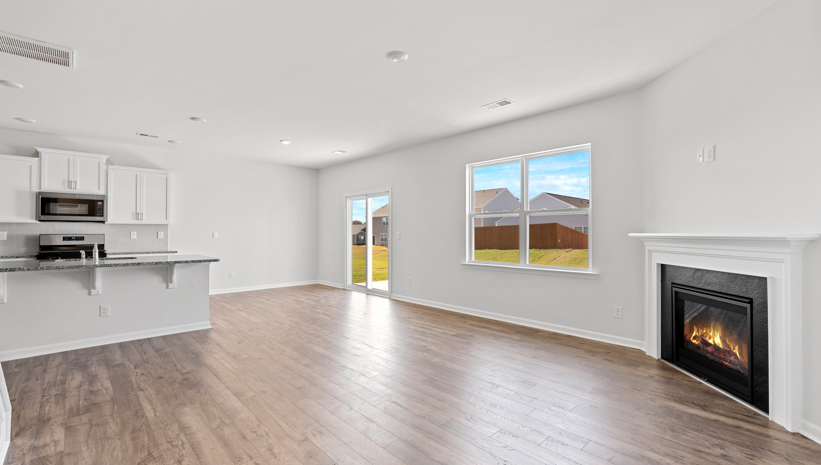 Combination living and dining area.