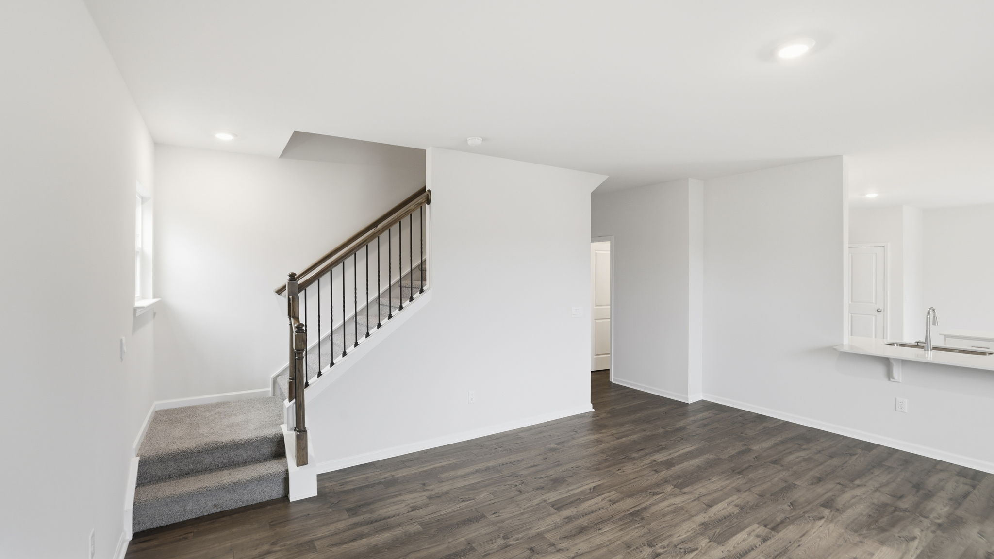 Stairwell off the family room.