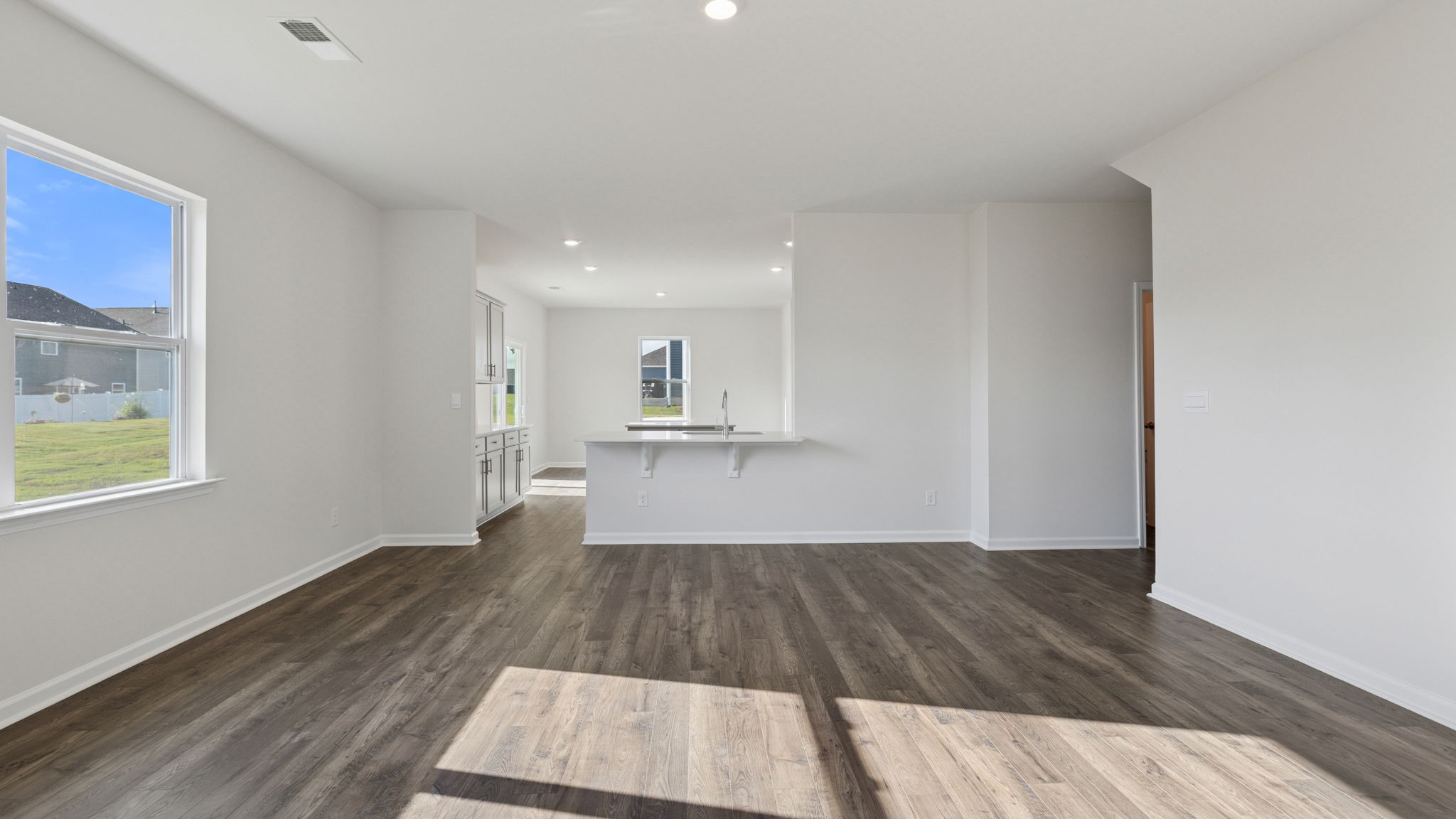 View of kitchen from the family room.