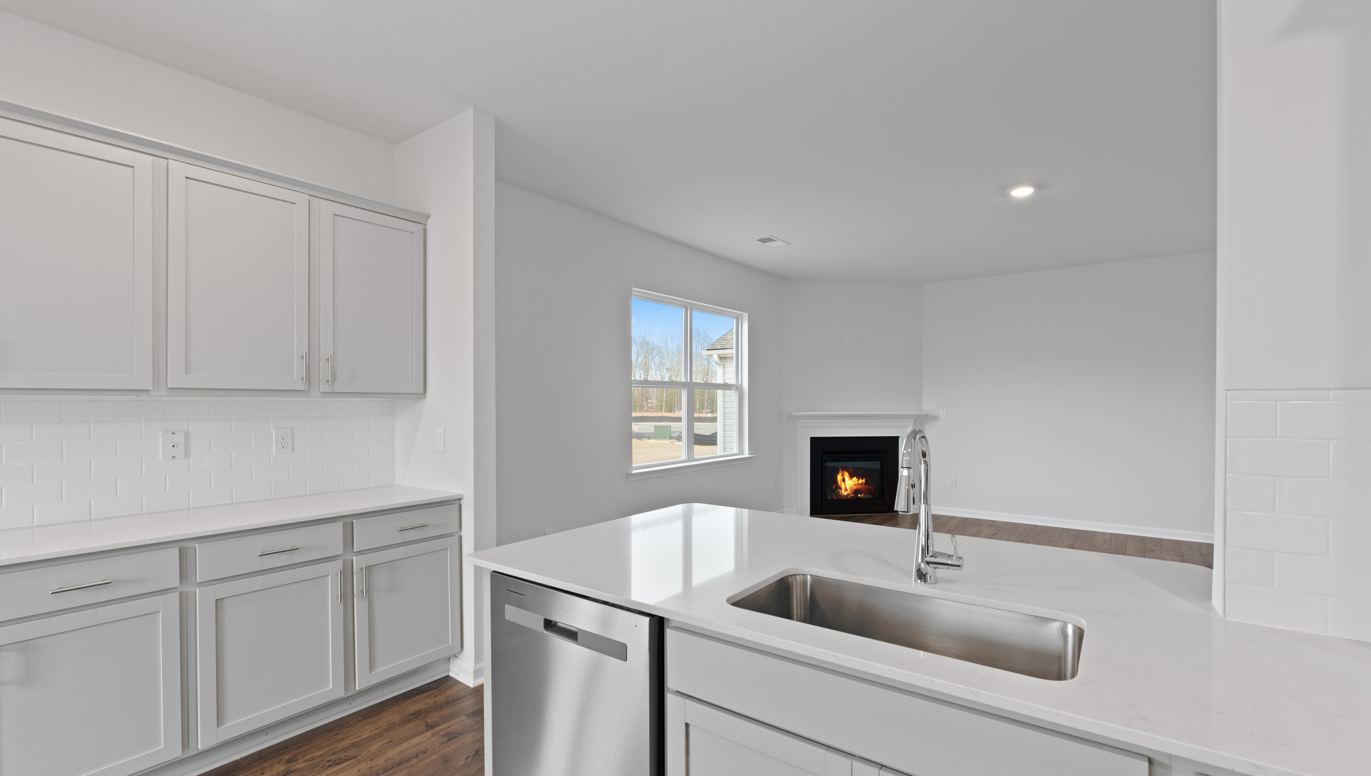 View of family room from kitchen.