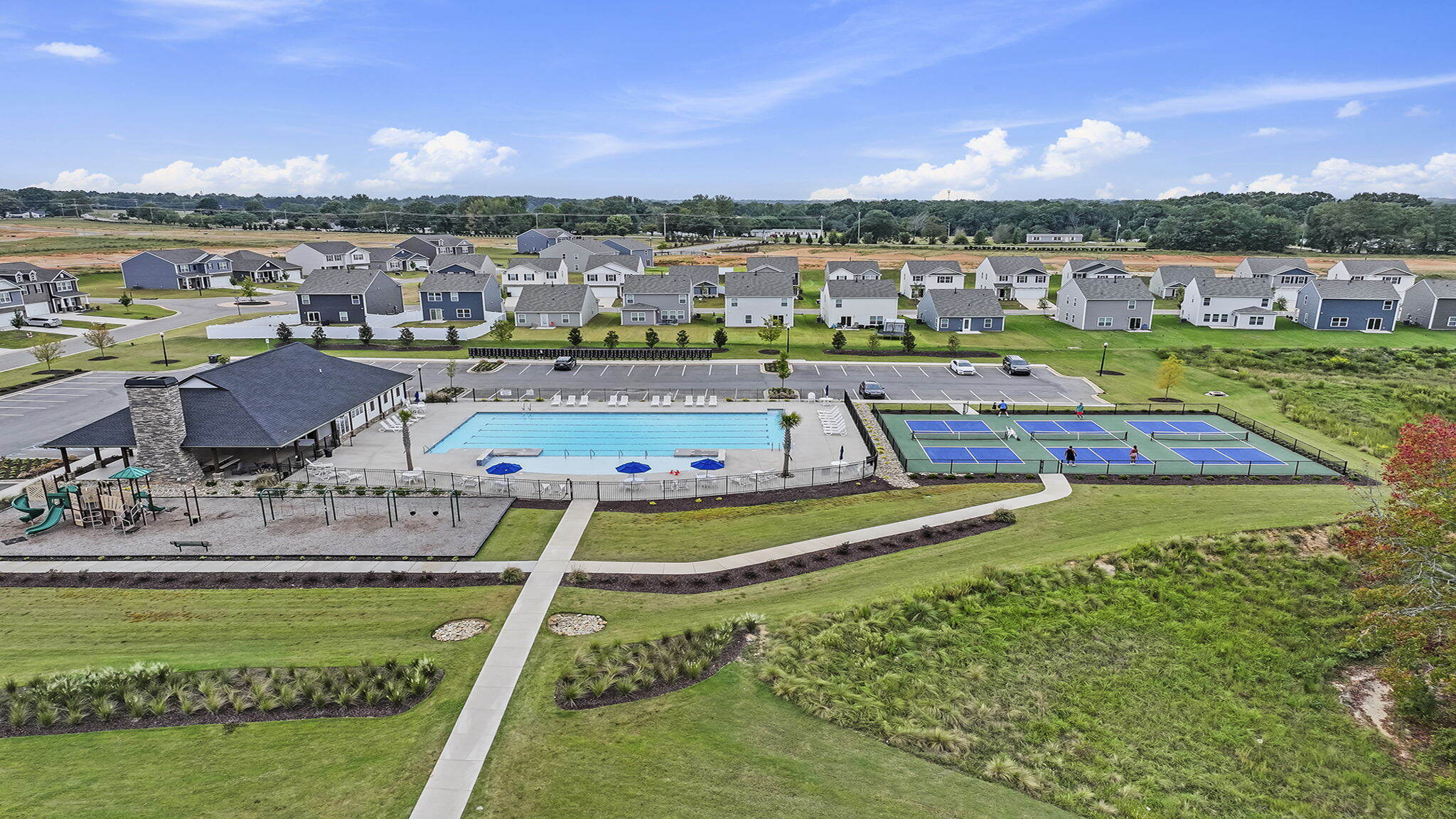 Aerial view of the amenity center.