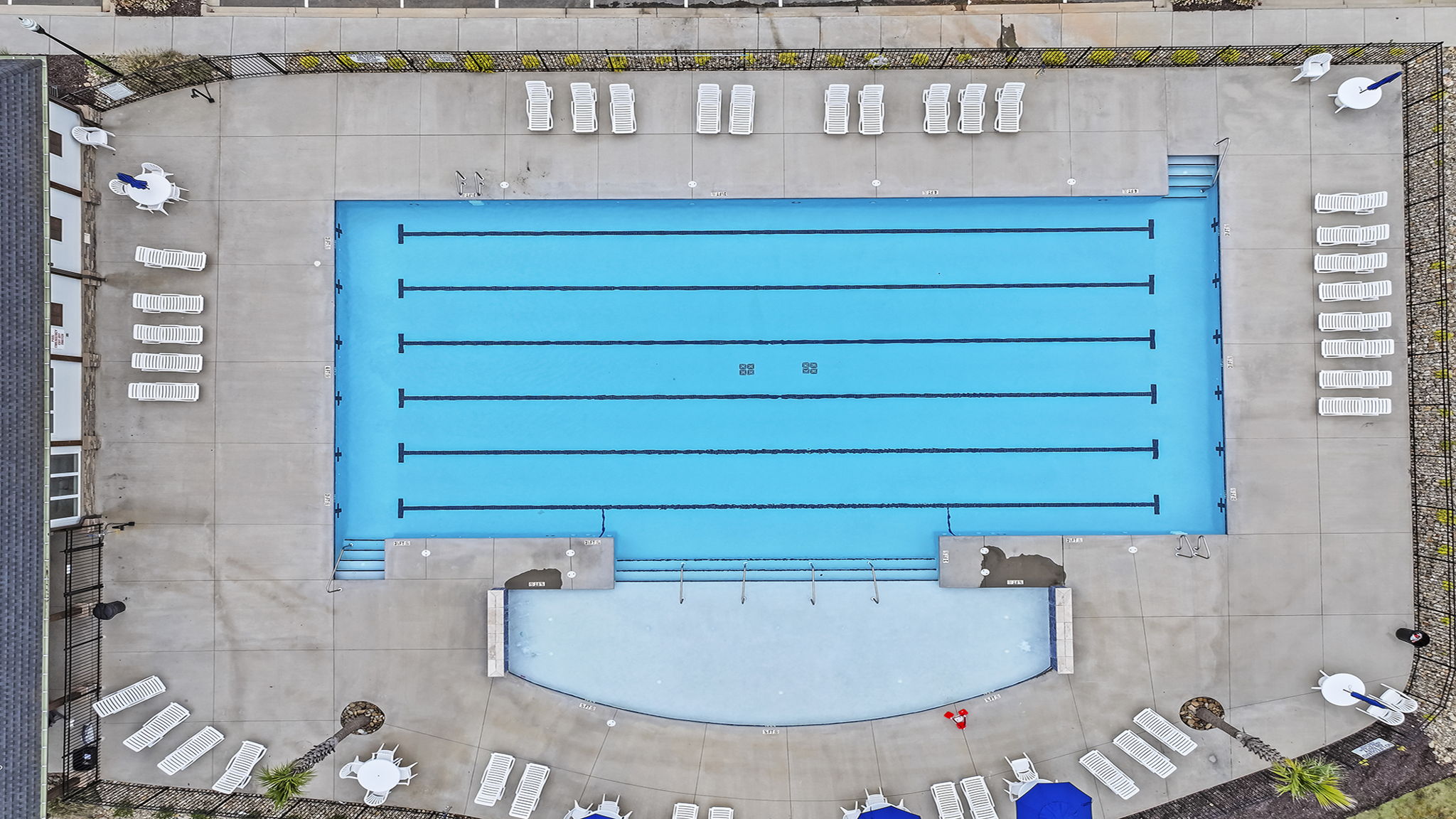 Aerial view of the pool at the amenity center.