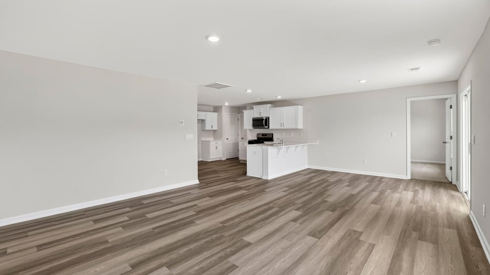 View of combination family and dining areas.