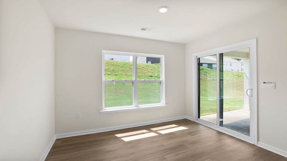 Dining room with windows.