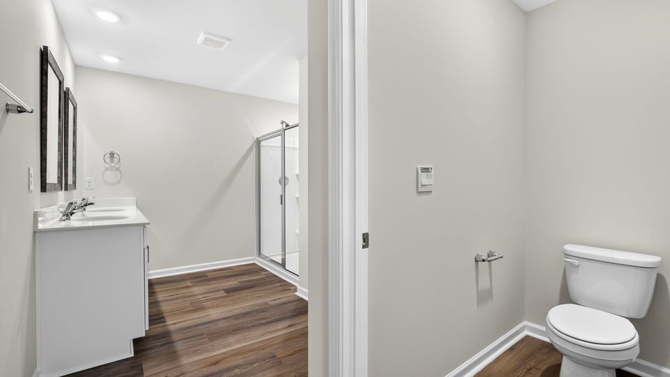 Bathroom with vanity.
